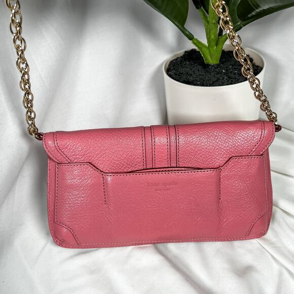 KATE SPADE Barbie Pink Leather Chain Pochette Bag Mirror Clasp Shoulder Purse - Picture 2 of 13